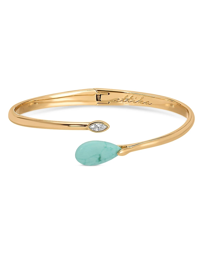 Ettika Turquoise Solstice Turquoise & Cubic Zirconia Bypass Bangle Bracelet
