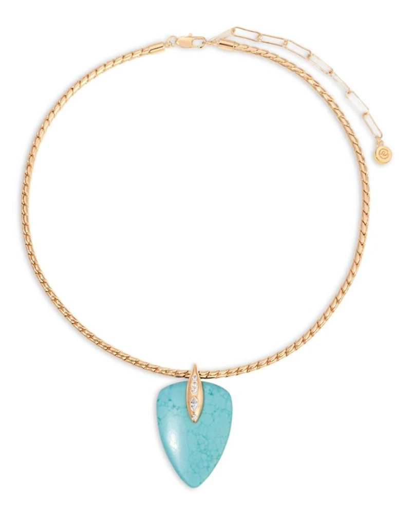 Turquoise Solstice Turquoise & Cubic Zirconia Pendant Choker Necklace, 15.5"-18.5"