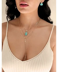 Turquoise Solstice Turquoise & Cubic Zirconia Convertible Layered Lariat Necklace, 15"-19"