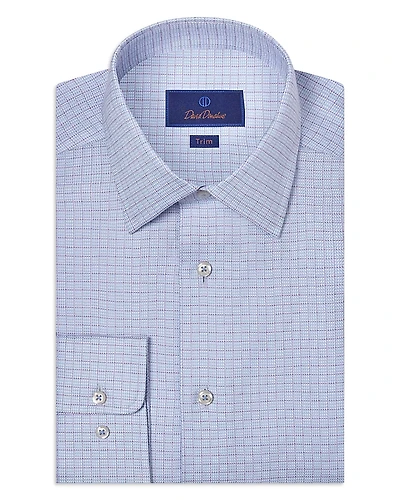 David Donahue Trim Fit Broken Herringbone Check Dress Shirt
