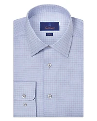 David Donahue Trim Fit Broken Herringbone Check Dress Shirt