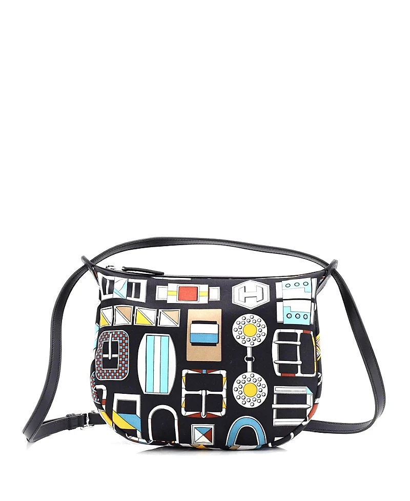 Pre-Owned HERMES Sursoie To Go Pouch Printed Silk and Leather