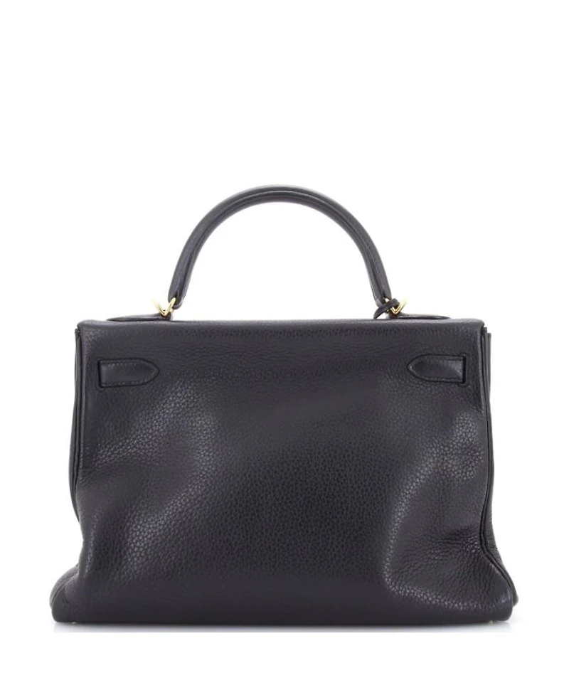 Kelly 32 Handbag Black Clemence with Gold Hardware