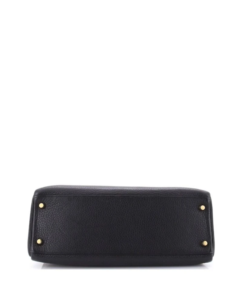 Kelly 32 Handbag Black Clemence with Gold Hardware