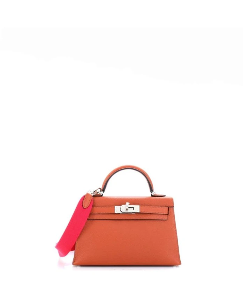 20 Kelly Mini II Amazone Handbag Brown Chevre Mysore with Palladium Hardware