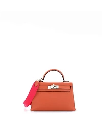 20 Kelly Mini II Amazone Handbag Brown Chevre Mysore with Palladium Hardware