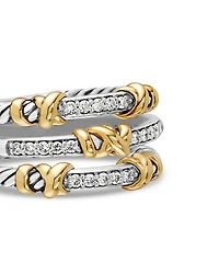 Petite Helena Wrap Three Row Ring Sterling Silver with 18K Yellow Gold and Diamonds, 12mm