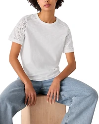 Whistles Broderie Sleeve Detail Tee