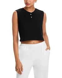 Leset Margo Sleeveless Cropped Henley Top