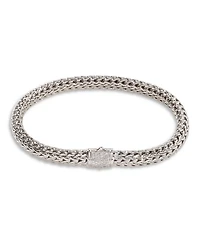 Classic Chain Sterling Silver Bracelet with Diamond Pavé
