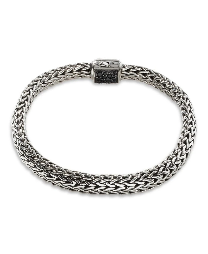 Sterling Silver Classic Chain Black & Blue Sapphire Reversible Bracelet