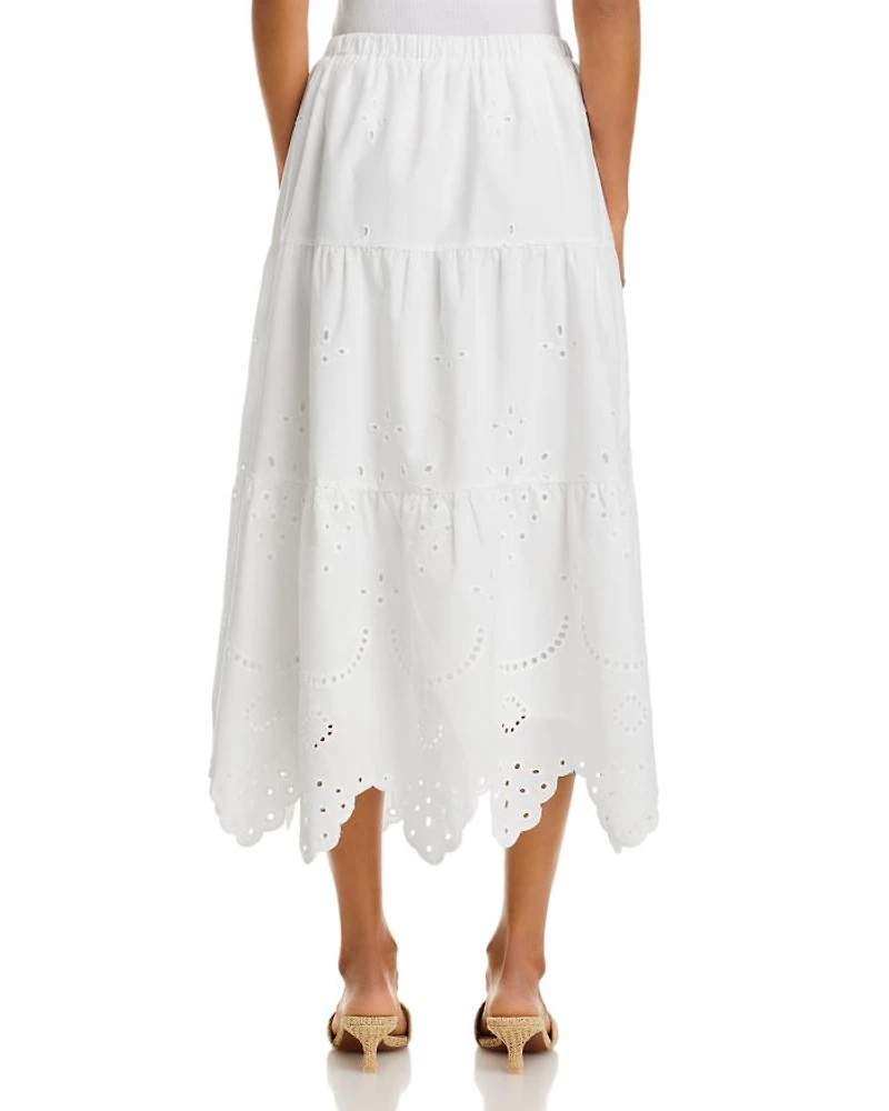 Eyelet Midi Skirt - Exclusive
