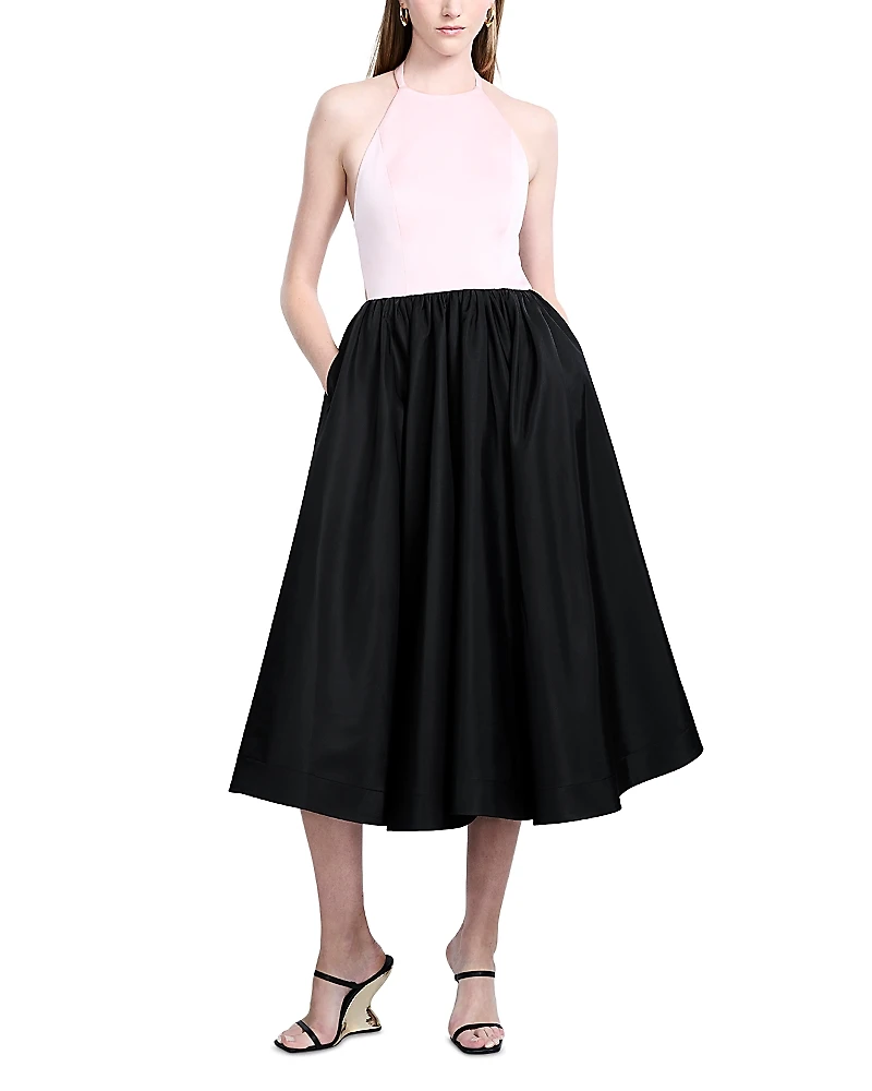 Bcbgmaxazria Halter Neck Midi Dress