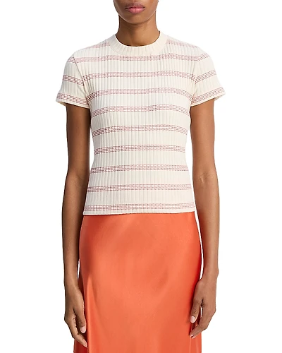 Vince Striped Short Sleeve Crewneck Tee