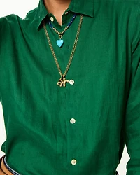 Puffy Initial Double Chain Pendant Necklace, 26"