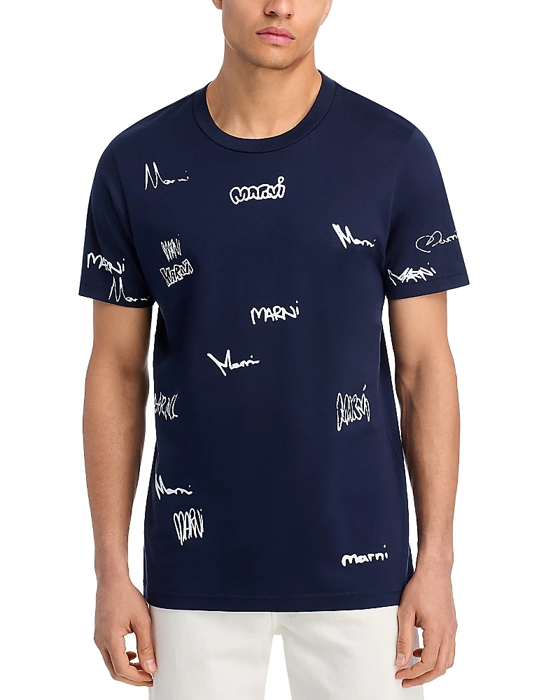 Marni Regular Fit Allover Logo Tee