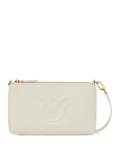 Horizontal Flat Mini White Leather Wristlet