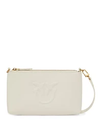 Horizontal Flat Mini White Leather Wristlet