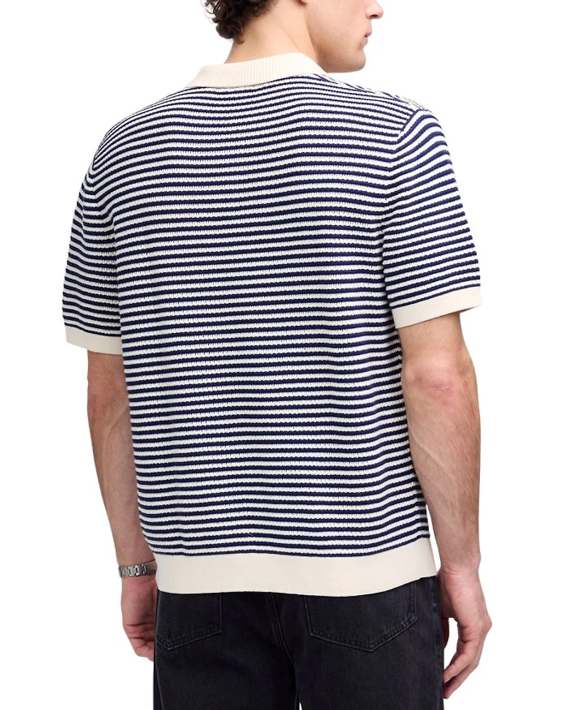 Pointelle Stitch Regular Fit Short Sleeve Sweater