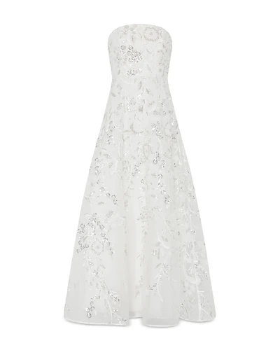 Milly Petunia Silver Beaded Dream Sequin Gown