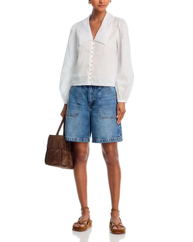 The Eyelet Sailor Silk Blouse