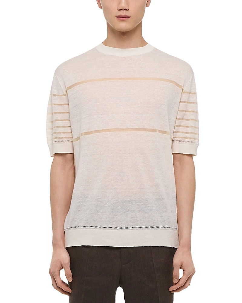 Helmut Lang Sheer Striped Short Sleeve Tee