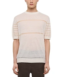 Helmut Lang Sheer Striped Short Sleeve Tee
