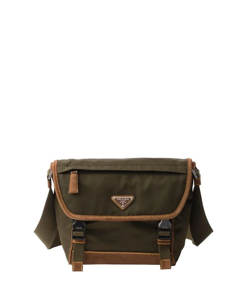 Medium Re-Nylon and Suede Shoulder Bag