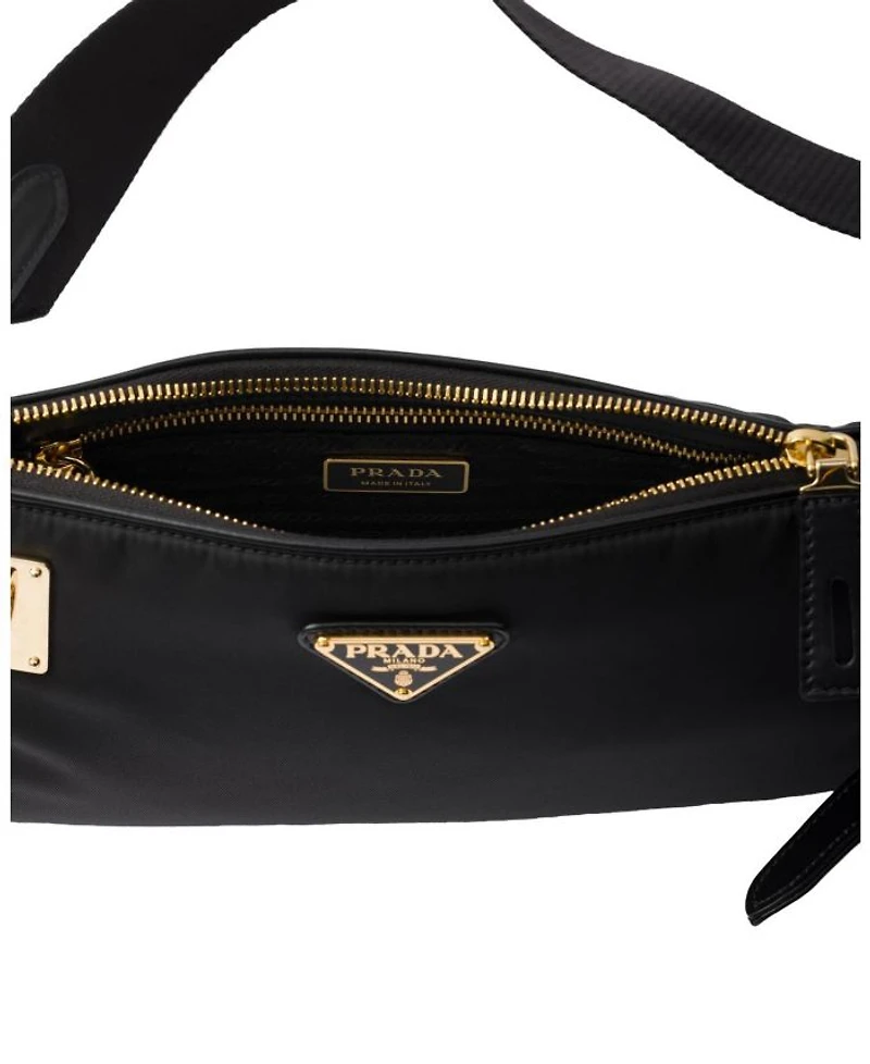 Re-Nylon and Leather Shoulder Bag