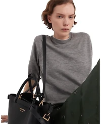 Buckle Medium Leather Handbag with Double Belt