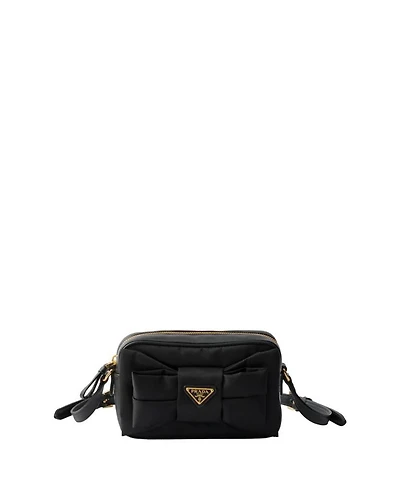 Re-Nylon and Nappa Leather Mini Shoulder Bag with Bow