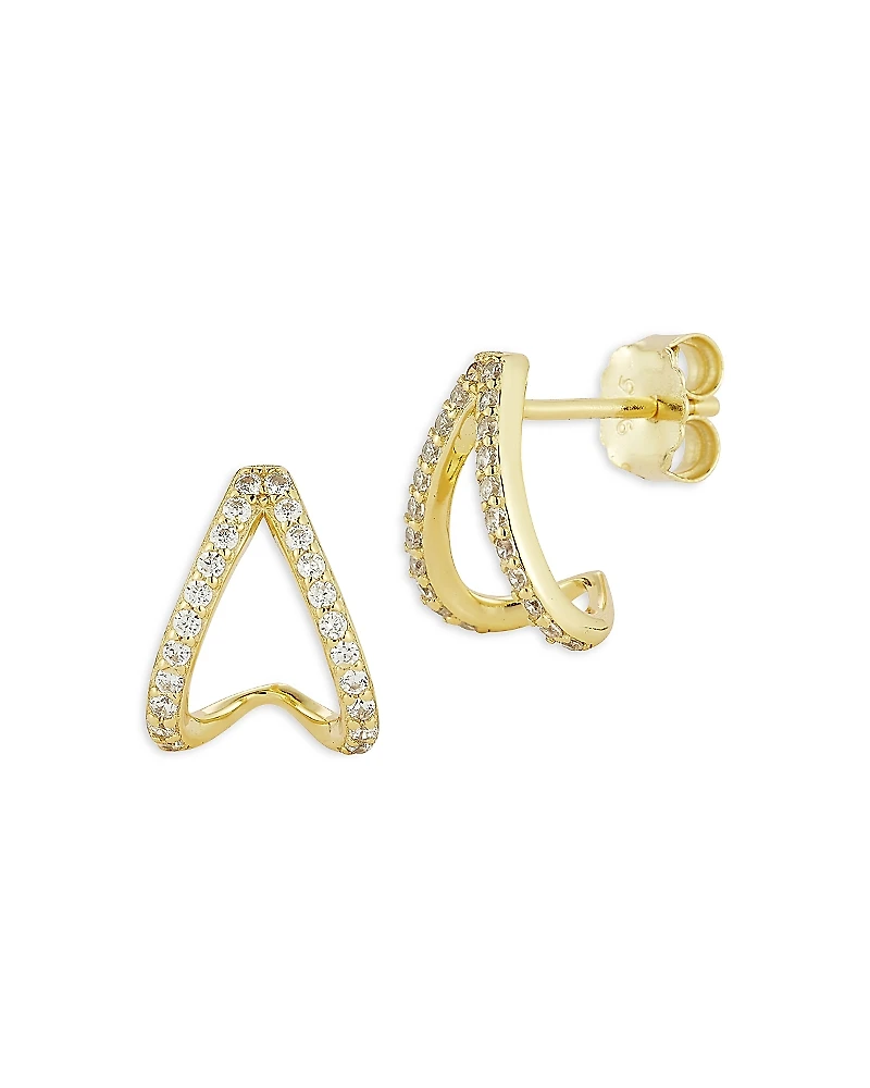 Aqua Pave V Stud Earrings, Exclusive