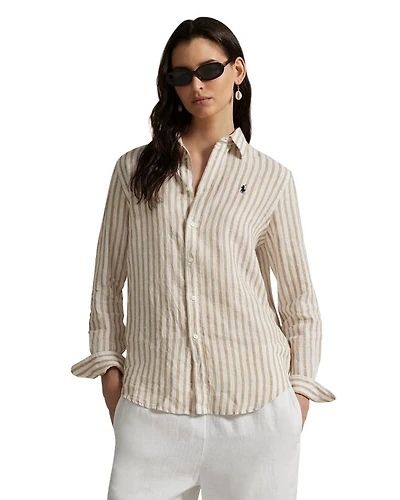 Classic Fit Striped Linen Shirt
