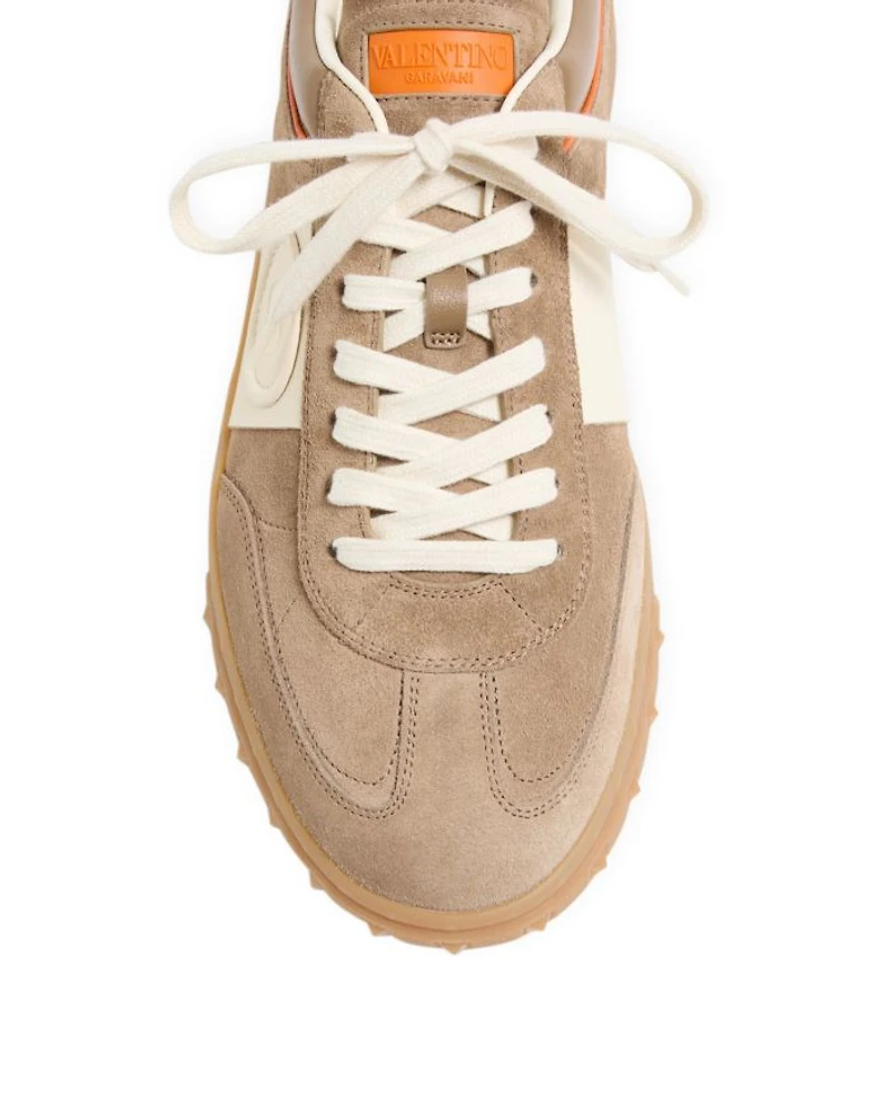 Men's Embroidered La Greca Suede Sneakers