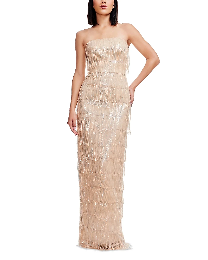 Dress the Population Tanya Beaded Fringe Gown
