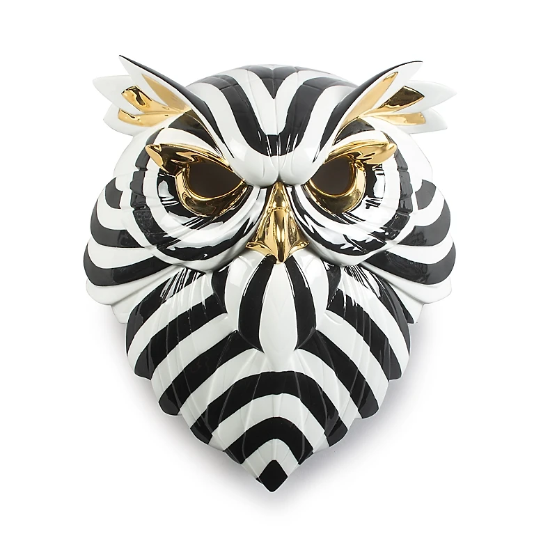 Lladro Owl Mask, Black-Gold