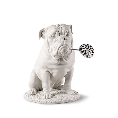 Lladro Bulldog with Lollipop Sculpture