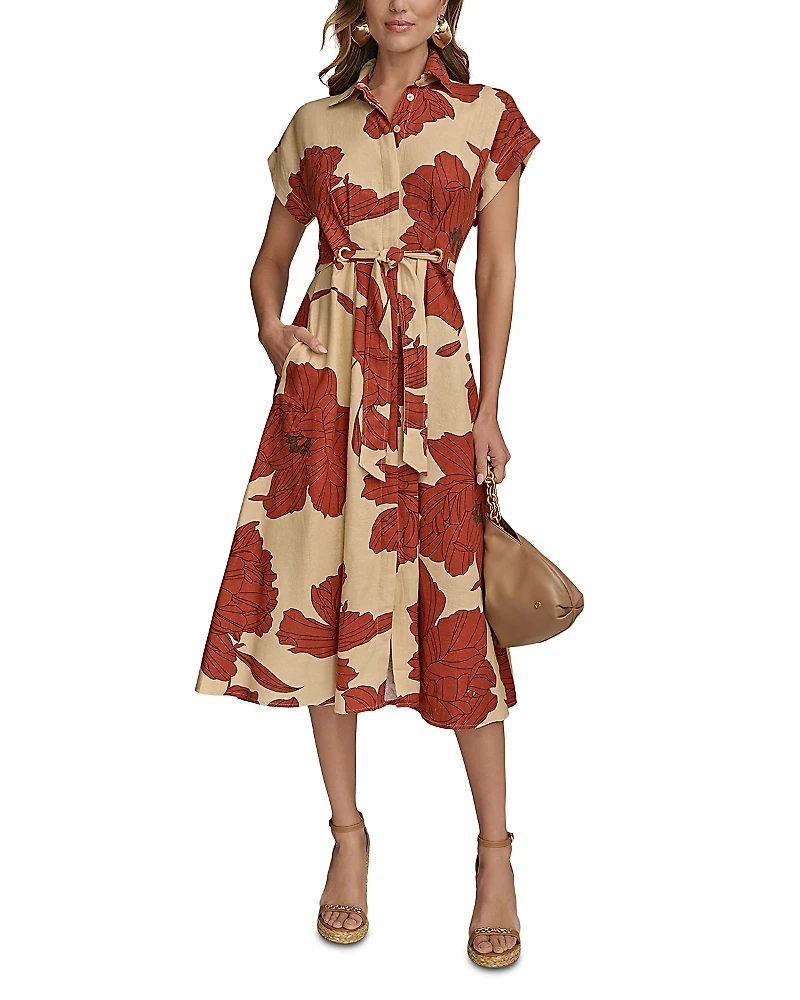 Donna Karan Linen Blend Shirtdress