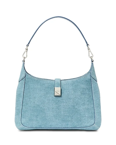 kate spade new york Deco Denim Print Suede Hobo Bag