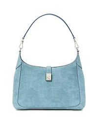 kate spade new york Deco Denim Print Suede Hobo Bag