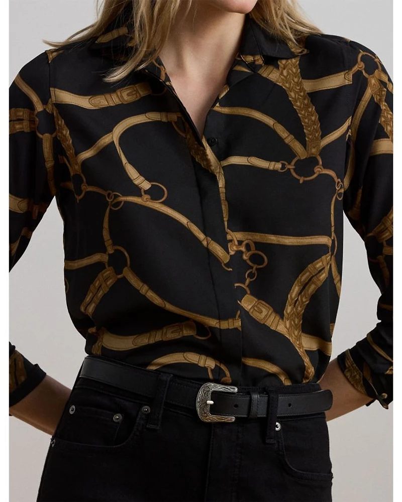 Classic Fit Belting Print Crepe Shirt