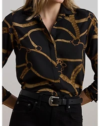 Classic Fit Belting Print Crepe Shirt