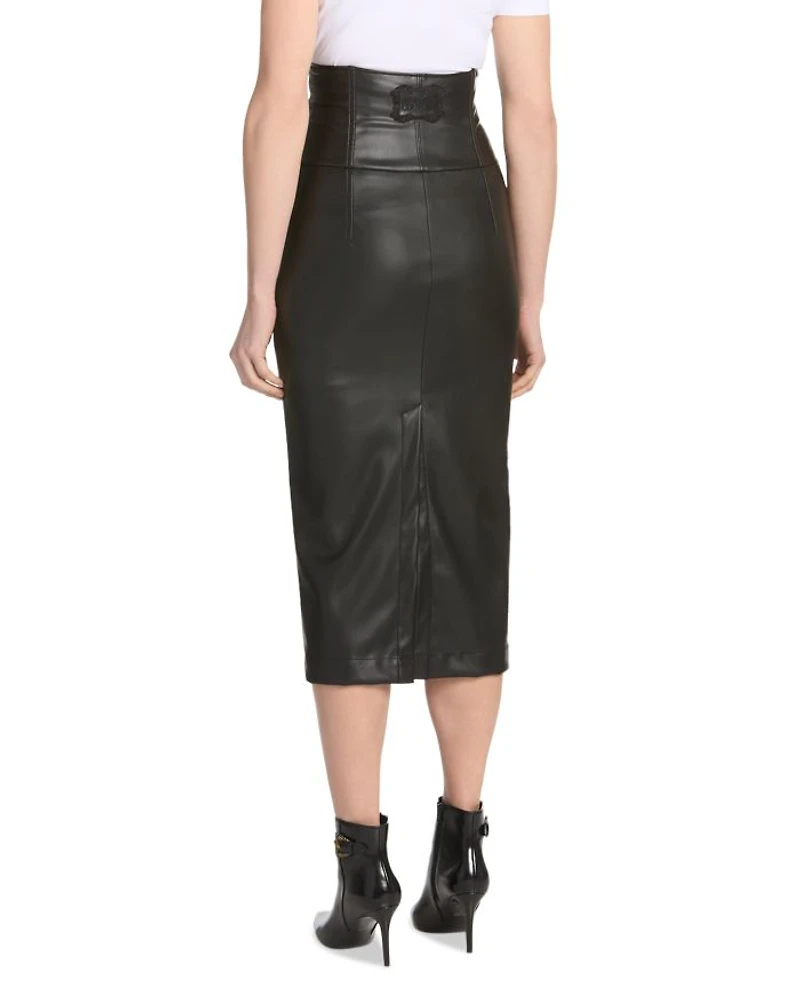 Corset Waist Faux Leather Skirt