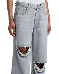 High Rise Wide Leg Jeans Light Grey