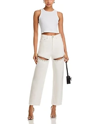 Crystal Slit Jeans White