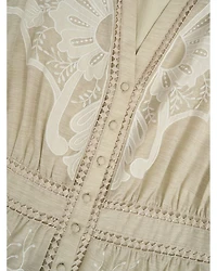 Frida Button Front Lace Trim Dress