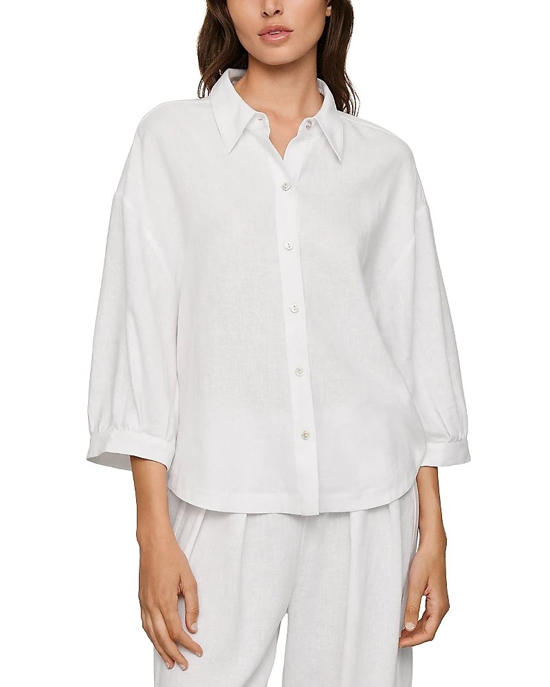 Eberjey Linen Blend Relaxed Fit Pajama Top