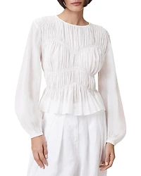 Allsaints Melani Smocked Peplum Top