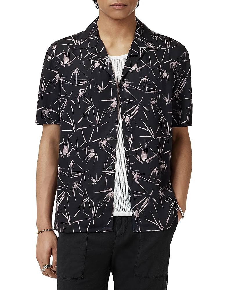 John Varvatos Dan Printed Short Sleeve Camp Shirt