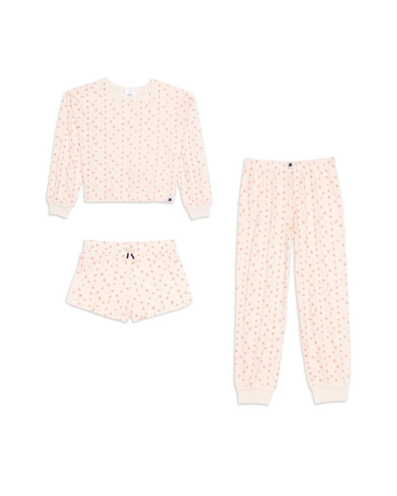 Girls' Brushed Jersey Top, Shorts & Pants Pajamas Set - Big Kid